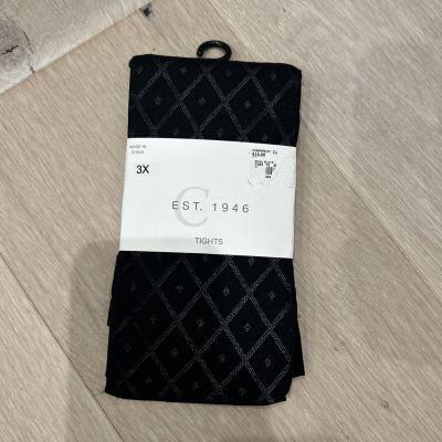 C EST. 1946 Tights 3X Dimond Design Black